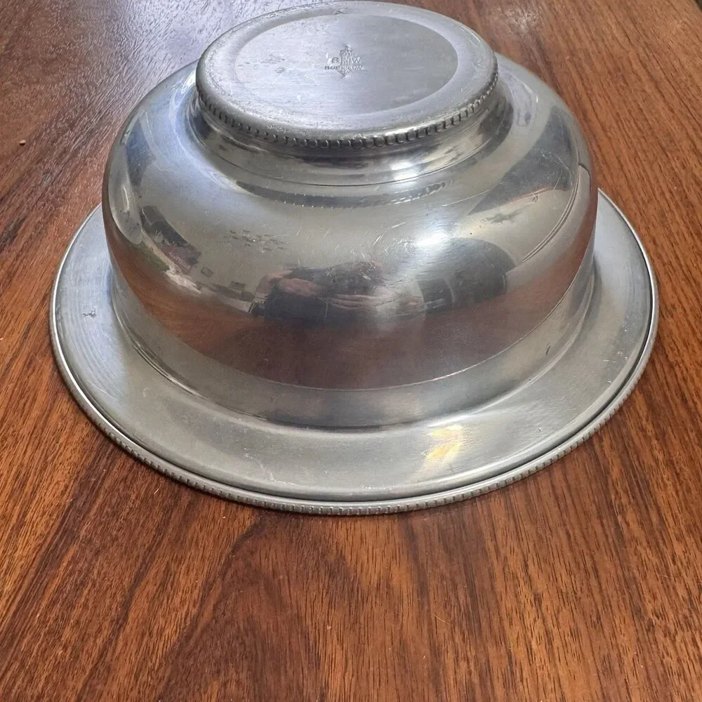 Vintage BW Buenilum Aluminum Covered Bowl Casserole Serving Dish Crimped Edge 9